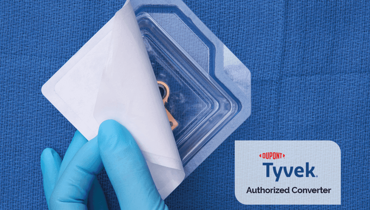 Gloved Hand Opening a Tyvek Lid